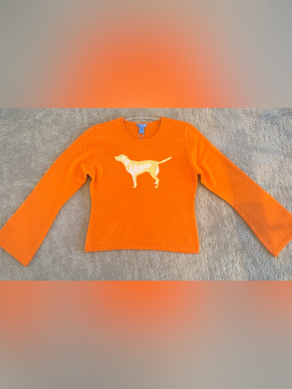 Ollie Five Five 100% Cashmere Orange Labrador Dog Sweater Women’s M NWT - Picture 5 of 9